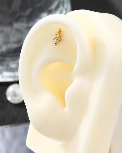 Colorful Opal Tragus Jewelry 16G Vintage Helix Cartilage Earrings Stud Internally Thread Labret Stud Surgical Steel in Saudi Arabia