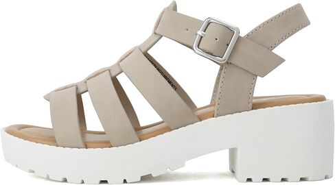 الصودا "Neola-2" ~ أطفال صغار/أطفال/فتيات مفتوحات أحزمة الكاحل منخفضة الكعب Lug Fisherman Sandal in Kuwait