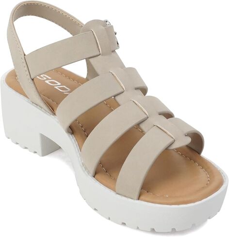 الصودا "Neola-2" ~ أطفال صغار/أطفال/فتيات مفتوحات أحزمة الكاحل منخفضة الكعب Lug Fisherman Sandal in Kuwait