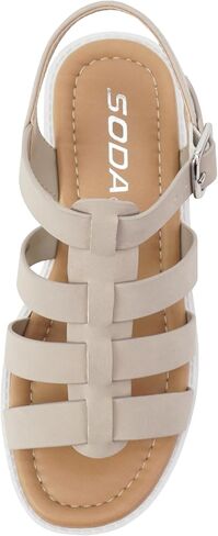 الصودا "Neola-2" ~ أطفال صغار/أطفال/فتيات مفتوحات أحزمة الكاحل منخفضة الكعب Lug Fisherman Sandal in Kuwait