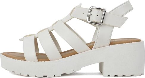 الصودا "Neola-2" ~ أطفال صغار/أطفال/فتيات مفتوحات أحزمة الكاحل منخفضة الكعب Lug Fisherman Sandal in Kuwait