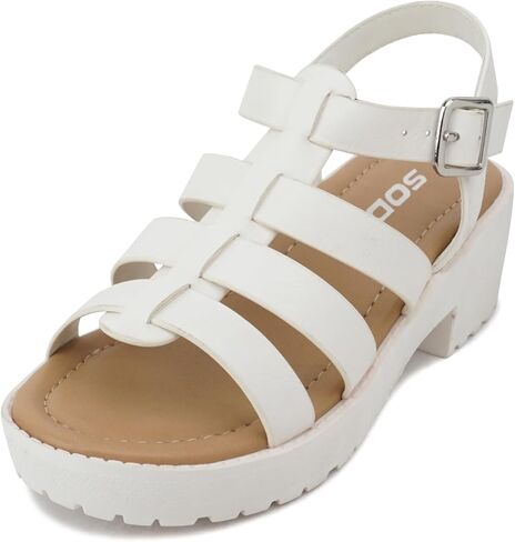 الصودا "Neola-2" ~ أطفال صغار/أطفال/فتيات مفتوحات أحزمة الكاحل منخفضة الكعب Lug Fisherman Sandal in Kuwait