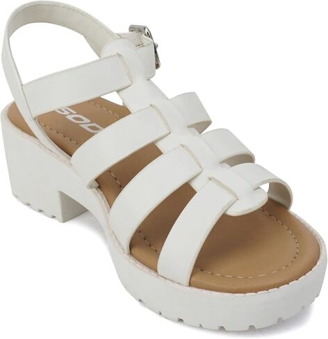الصودا "Neola-2" ~ أطفال صغار/أطفال/فتيات مفتوحات أحزمة الكاحل منخفضة الكعب Lug Fisherman Sandal in Kuwait