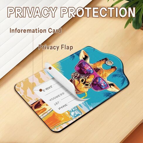 2 Pack Colorful Giraffe Luggage Tags for Suitcase, Privacy Cover ID Label with Stainless Steel Loop and Address Card for Travel Bag Suitcase in Saudi Arabia