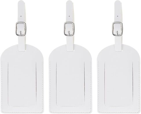 PATIKIL Luggage Tags for Suitcases, 3 Pack Premium PU Leather Baggage Tags Privacy Protection Luggage Identifier Travel Bag Labels, White in Saudi Arabia