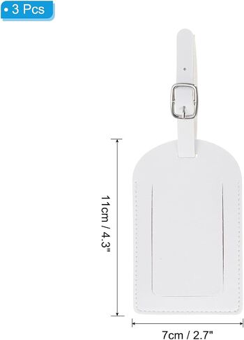 PATIKIL Luggage Tags for Suitcases, 3 Pack Premium PU Leather Baggage Tags Privacy Protection Luggage Identifier Travel Bag Labels, White in Saudi Arabia