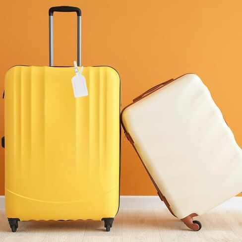 PATIKIL Luggage Tags for Suitcases, 3 Pack Premium PU Leather Baggage Tags Privacy Protection Luggage Identifier Travel Bag Labels, White in Saudi Arabia