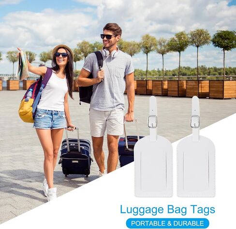PATIKIL Luggage Tags for Suitcases, 3 Pack Premium PU Leather Baggage Tags Privacy Protection Luggage Identifier Travel Bag Labels, White in Saudi Arabia