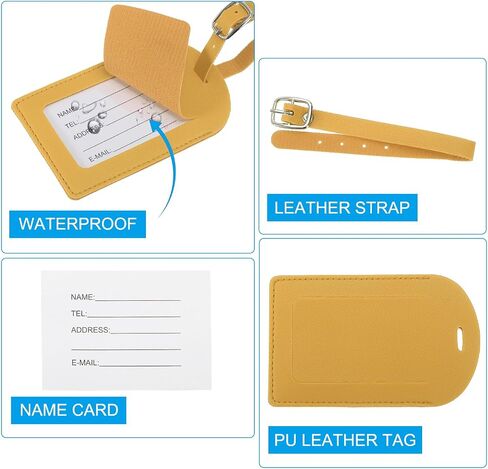 PATIKIL Luggage Tags for Suitcases, 3 Pack Premium PU Leather Baggage Tags Privacy Protection Luggage Identifier Travel Bag Labels, White in Saudi Arabia