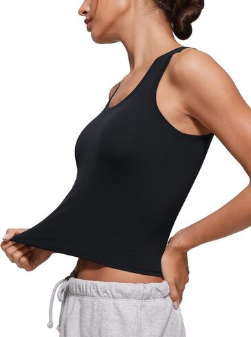 CRZ Yoga softembrace قمم غير رسمية للنساء لينة مزدوجة مغرفة مقبلات محصول محصول بلا أكمام in Saudi Arabia