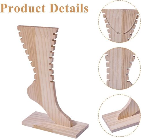 CHGCRAFT Foot Shaped Anklets Display Stand Wooden Detachable Jewelry Holder Foot Wooden Jewelry Display Stand Foot Wood Jewelry Display Rack for Anklets Bracelet Necklace Display, Brown Wood Color in Saudi Arabia