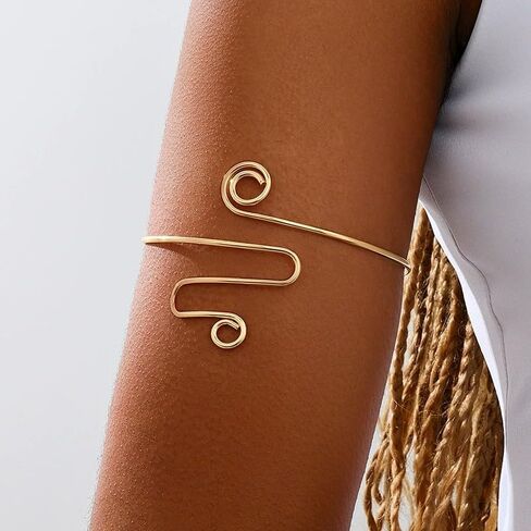 Gold Upper Arm Cuff Jewelry For Women Arm Bracelet Adjustable Fashion Dainty Trendy in Saudi Arabia