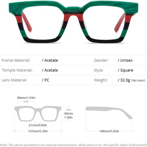 HEPIDEM Matte Multicolor Acetate Glasses Frame Men Vintage Square Eyeglasses Optical Spectacles 9289 in Kuwait