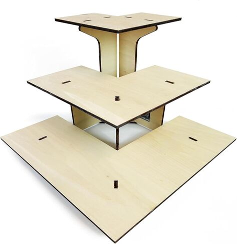 Torched 3-Tier Ebony Retail Table Display Corner Stand with Shelves for Products - Portable in Saudi Arabia