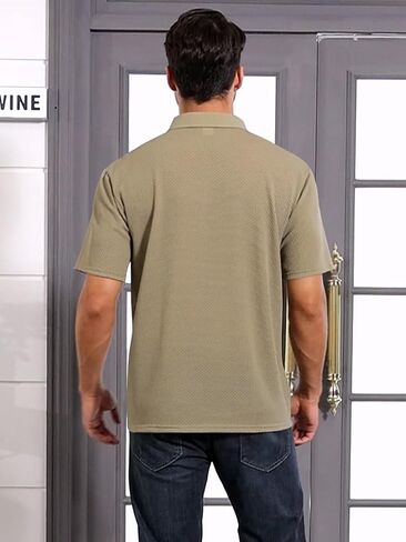 Men's Ice Silk Polo Shirt Casual Solid Color Slim Fit Short Sleeve Summer Golf Tee Shirt in Kuwait