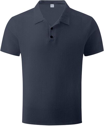 Men's Ice Silk Polo Shirt Casual Solid Color Slim Fit Short Sleeve Summer Golf Tee Shirt in Saudi Arabia