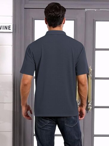 Men's Ice Silk Polo Shirt Casual Solid Color Slim Fit Short Sleeve Summer Golf Tee Shirt in Saudi Arabia