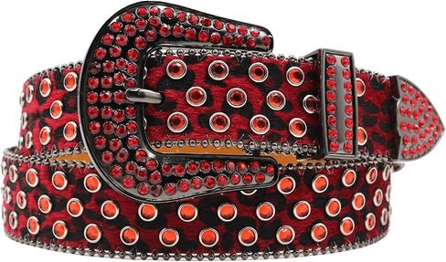 حزام حجر الراين النمر بطبعة أحزمة bling للنساء الفاخرة bb y2k cowgirl أحزمة لجينز ، حزام الهدايا في المهرجان in Saudi Arabia