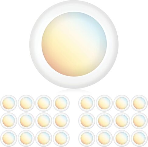 PARMIDA (24 Pack) 5/6 Inch Dimmable 3CCT LED Disk Lights, 15W Surface Mount Recessed Ceiling Lighting, 3 Color Selectable 3000K/4000K/5000K, 1050lm, J-Box Or Recessed Can Installation, UL-Listed in Saudi Arabia
