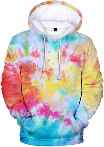 Outofgas Women's Men's Tie Dye Hoodies 2 Piece Tracksuits Suit Fashion Sports Set Novelty Print Hooded Pullover With Pockets in Saudi Arabia