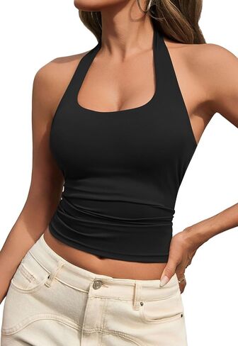 Womens Tank Tops Sexy Halter Neck Going Out Tops Summer 2025 Trendy Backless Workout Shirts Sleeveless Y2k Clothes in Saudi Arabia