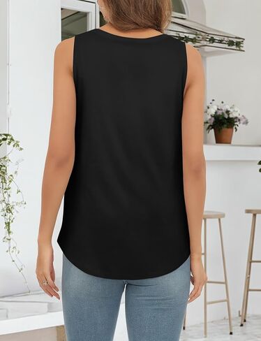 AURUZA Womens Tank Tops, V Neck Casual Cami Sleeveless Camisole Blouses Flowy Summer Basic Tank Shirt in Kuwait