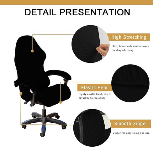 Gaming Chair Covers Slipcovers with Armrest Covers Office Desk Chair Cover Computer Chair Cover Stretch Gamer Chair Cover Cat Scratch Proof,Black in Saudi Arabia