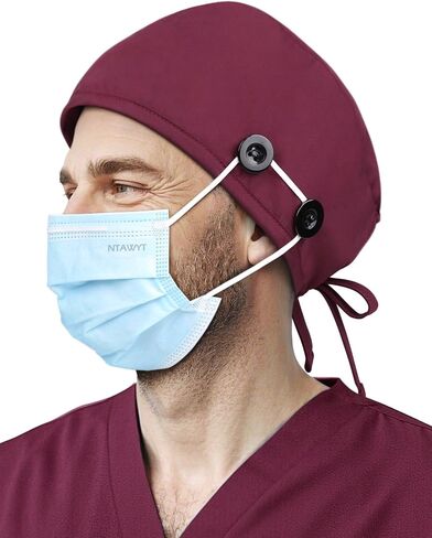 2 Pcs Satin Lined Scrub Caps for Men Women No Slip Cotton Surgical Caps for Women in Saudi Arabia