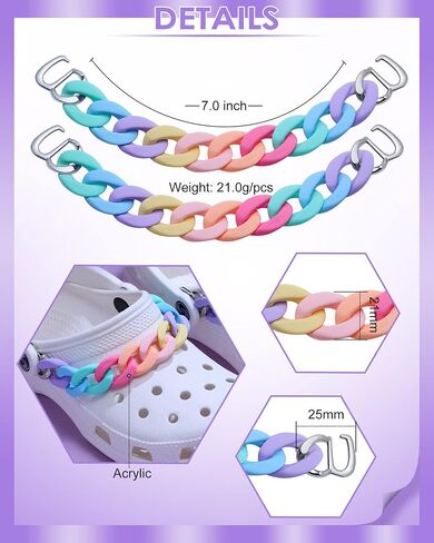 2 Pcs Shoe Chains, Candy Color Shoe Charms to DIY Your Clog Sandals, Favors Gifts for Party for Girls Boys in Kuwait