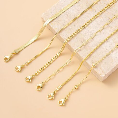 Jinxiuge Gold Ankle Bracelets for Women Dainty 14k Gold Plated Waterproof Cuban Link Chain Anklets Set Layered Anklet Bracelets for Women Teen Beach Gift Adjustable Size 6 Pcs in Kuwait