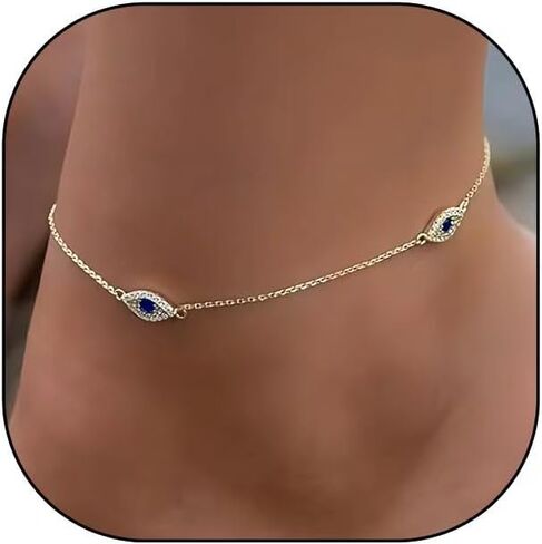 Anklets for Women 14K Real Gold Silver Plated Ankle Bracelets Trendy Waterproof Boho Anklets Set Adjustable Dainty Cute Diamond Beaded Heart Non Tarnish Summer Beach Jewelry Gift in Saudi Arabia
