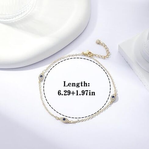 Anklets for Women 14K Real Gold Silver Plated Ankle Bracelets Trendy Waterproof Boho Anklets Set Adjustable Dainty Cute Diamond Beaded Heart Non Tarnish Summer Beach Jewelry Gift in Saudi Arabia