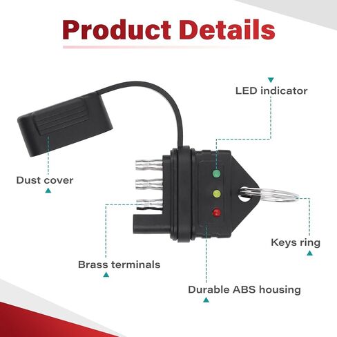 4 دبوس مقطورة موصل اختبار مقطورة الأسلاك اختبار دائرة الأسلاك 4 Way Trailer Plug Light Tester (اختبار موصل المقطورة-A) in Saudi Arabia