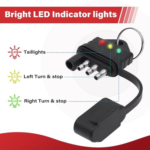 4 دبوس مقطورة موصل اختبار مقطورة الأسلاك اختبار دائرة الأسلاك 4 Way Trailer Plug Light Tester (اختبار موصل المقطورة-A) in Saudi Arabia