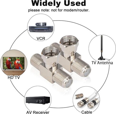 Kaunosta F Type Splitter 3 Way Coaxial Connectors Male to Female RG6 Splitter Combiner T-Shape F to Dual Coax Adapter for Satellite TV MATV CCTV and Related Consumer Television Products 2PCS in Kuwait