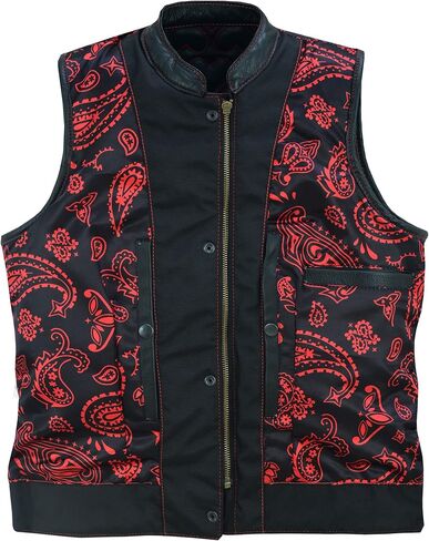 Leatherick Women's Cowhide Leather Vests – with Side Zippers & Paisley Lining Red Heart Stitching in Kuwait