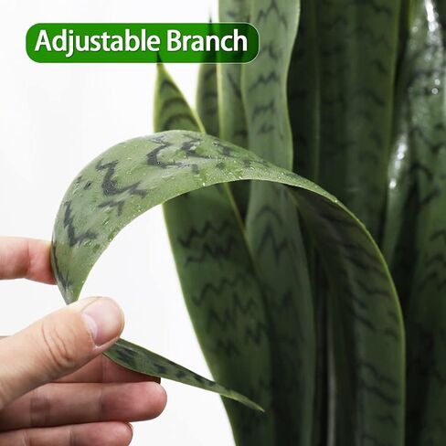 نبات ثعبان الاصطناعي الاصطناعي 3 أقدام ، وهمية Sansevieria داخلي في الهواء الطلق ، 28 أوراق Peva سميكة نبات فو ، و 36 بوصة ديكور المنزل ، والمساحات الخضراء لديكور المكتب مع وعاء الأسود والطحالب الجافة شملتها D419A01 in Saudi Arabia