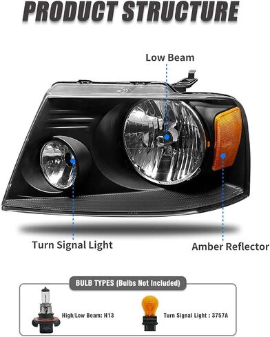 لعام 2004 2005 2006 2007 2008 F150 ANDEMBLY ASSEMBLY متوافقة مع 2004-2008 FORD F150 PACEUP/ 2006-2008 LINCOLN MARK LENS CLEAR CLEAR CHROME HOUSICHENT AMBERECTER BLIPPAM in Kuwait