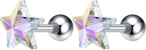 Small Star Cartilage Stud Earrings Stainless Steel Acrylic Stars Screw Back Studs Earrings Helix Conch Tragus Piercing Jewelry for Women in Saudi Arabia