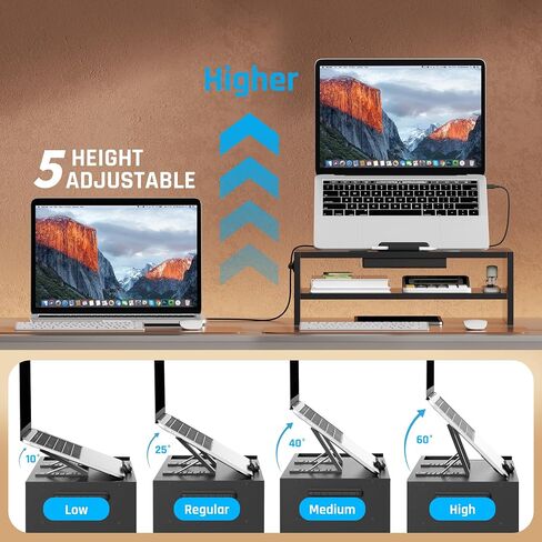 Laptop Stand,Puppy Bamboo Adjustable Laptop Riser,Ergonomic Computer Stand, Riser Holder Notebook Stand Compatible with Air, Pro, Dell, HP, Lenovo,Puppy in Saudi Arabia