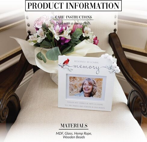 Pavilion - Reserved In Loving Memory - 6" x 4" Horizontal Photo Picture Frame Seat Reserver In Memory Loss Of Loved One Red Cardinal Memorial Remembrance Wedding Decoration Decor Sign Keepsake in Saudi Arabia