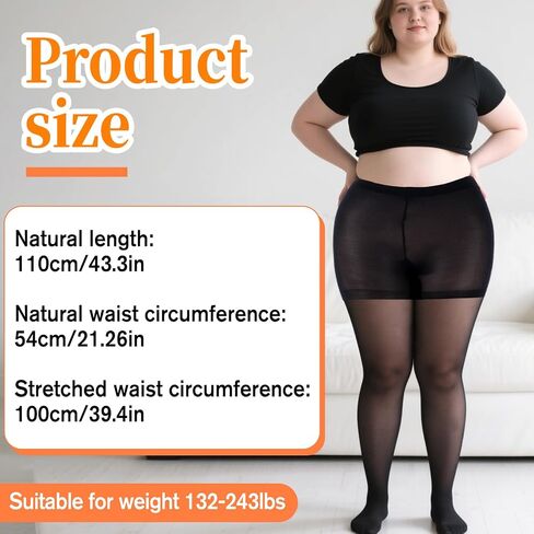 2 Pairs Plus Size Sheer Tights for Women, Plus Size Stockings 20D Control Top Pantyhose with Reinforced Toes Ultra Thin High Waist Black Pantyhose Stockings in Saudi Arabia