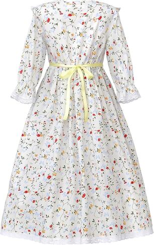 ReliBeauty Colonial Costume with Hat Colonial Dress Girls White in Kuwait
