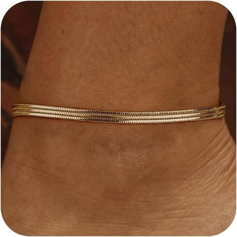 أساور جينير الذهب في الكاحل للنساء ， سلسلة مقاومة للماء مقاومة للماء الذهب 14K. in Kuwait