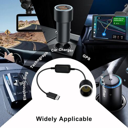 USB C Male to 12V Car Careett Socket Socket Cableter Cable ، 8W MAX ، USB C إلى محول ولاعة سجائر مناسبة لقيادة المسجل ، GPS ، وغيرها من المعدات (النوع C ، 1 قدم) in Kuwait