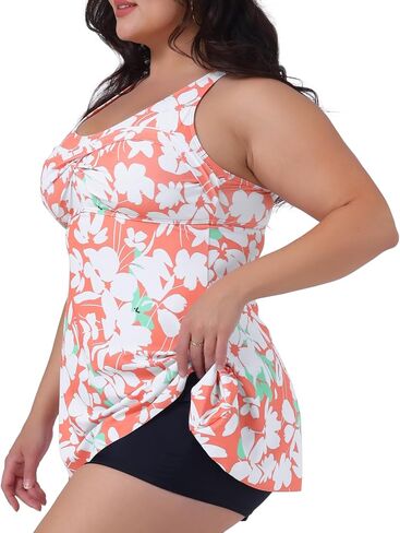 Agnes Orinda Plus Size Tankini Swimsuits for Women 2 Piece V Neck Floral Flowy Tops with Shorts Bathing Suits in Saudi Arabia