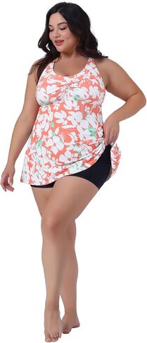 Agnes Orinda Plus Size Tankini Swimsuits for Women 2 Piece V Neck Floral Flowy Tops with Shorts Bathing Suits in Saudi Arabia