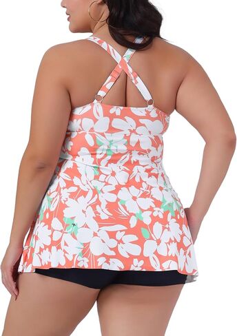 Agnes Orinda Plus Size Tankini Swimsuits for Women 2 Piece V Neck Floral Flowy Tops with Shorts Bathing Suits in Saudi Arabia