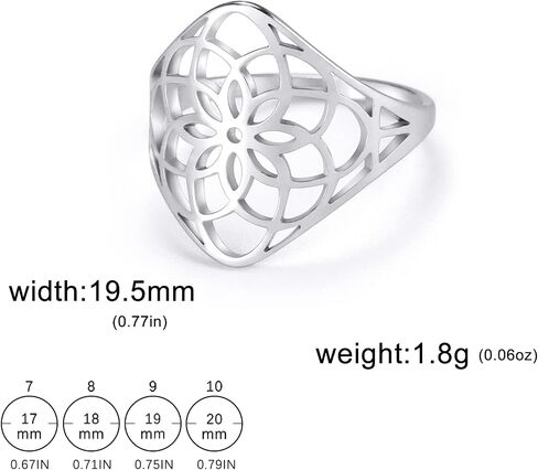 Teamer Filgree Flower Ring من الفولاذ المقاوم للصدأ الفولاذ الأنيق البوهيمي خاتم الزفاف خاتم الزفاف خاتم مجوهرات رائعة للنساء in Kuwait