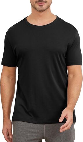 netdraw Men's Heavyweight Interlock Bamboo Viscose T-Shirt Buttery Soft Casual Basic Short Sleeve Dressy Cotton Shirt in Saudi Arabia